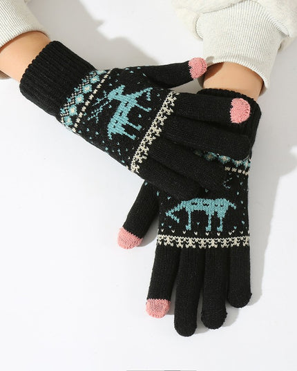 Manusi de Dama, Model Ren, Functie Touchscreen (ecran tactil), Material Acril Tricotat, Manseta Elastica, Interior Catifelat, Marime Universala