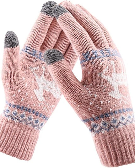 Manusi de Dama, Model Ren, Functie Touchscreen (ecran tactil), Material Acril Tricotat, Manseta Elastica, Interior Catifelat, Marime Universala