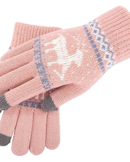 Manusi de Dama, Model Ren, Functie Touchscreen (ecran tactil), Material Acril Tricotat, Manseta Elastica, Interior Catifelat, Marime Universala