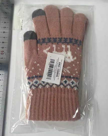 Manusi de Dama, Model Ren, Functie Touchscreen (ecran tactil), Material Acril Tricotat, Manseta Elastica, Interior Catifelat, Marime Universala