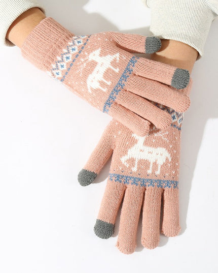 Manusi de Dama, Model Ren, Functie Touchscreen (ecran tactil), Material Acril Tricotat, Manseta Elastica, Interior Catifelat, Marime Universala