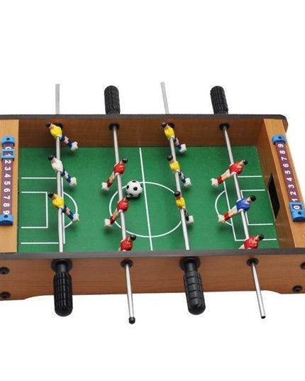 Masa de fotbal cu teren si 12 jucatori cu tablou pentru scor, din metal, lemn si ABS, 34.5 x 23 x 7 cm, pentru copii
