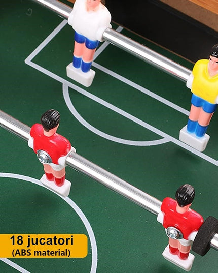 Masa de fotbal cu teren si 18 jucatori cu tablou pentru scor, din metal, lemn si ABS, 50 x 25 x 15.5 cm, pentru copii