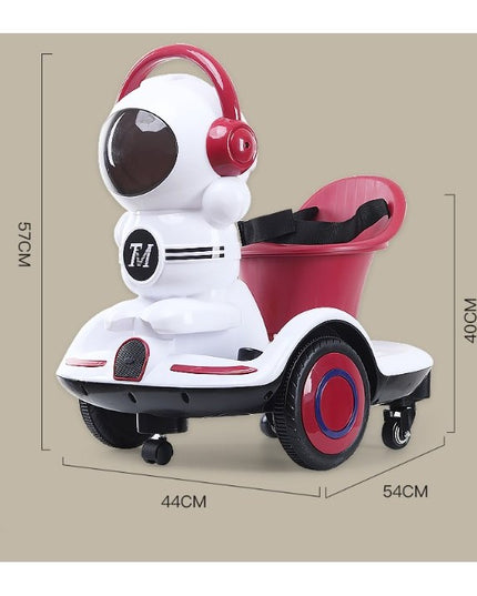 Masinuta electrica cu telecomanda pentru copii, roti spate rotire 360, curea siguranta, lumini si sunete, self control si prin telecomanda, cu pedale de acceleratie si frana, visiniu