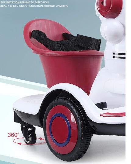 Masinuta electrica cu telecomanda pentru copii, roti spate rotire 360, curea siguranta, lumini si sunete, self control si prin telecomanda, cu pedale de acceleratie si frana, visiniu