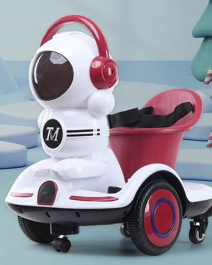 Masinuta electrica cu telecomanda pentru copii, roti spate rotire 360, curea siguranta, lumini si sunete, self control si prin telecomanda, cu pedale de acceleratie si frana, visiniu