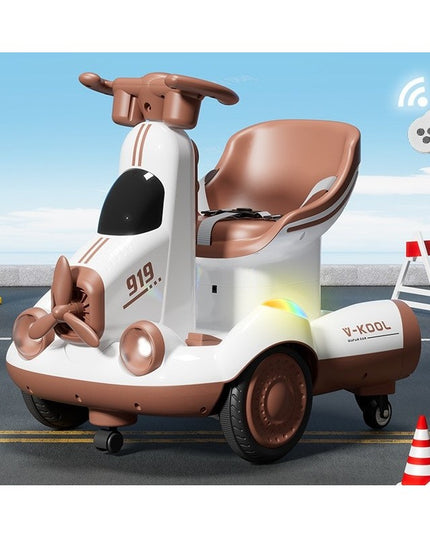 Masinuta Electrica, pe 4 Roti, cu Telecomanda, Lumini Led si Muzica, +2 ani, Inaltime Reglabila