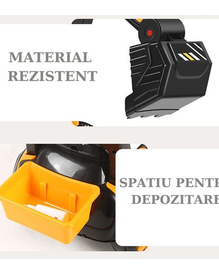 Masinuta Electrica Tip Excavator, Brat Electric cu Maneta de Control, Spatar si Bare Laterale, Sistem Muzica si Lumini, 1-8 Ani