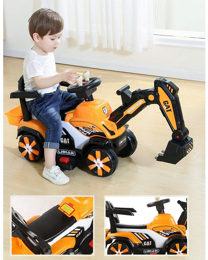 Masinuta Electrica Tip Excavator, Brat Electric cu Maneta de Control, Spatar si Bare Laterale, Sistem Muzica si Lumini, 1-8 Ani