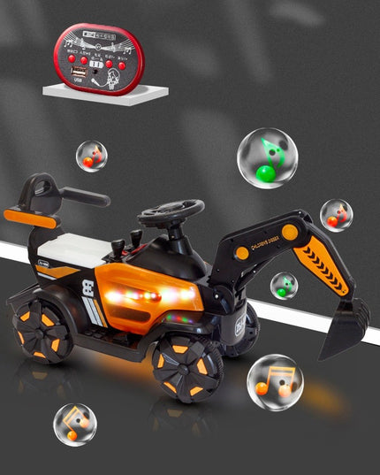 Masinuta Electrica Tip Excavator, Brat Electric cu Maneta de Control, Spatar si Bare Laterale, Sistem Muzica si Lumini, 1-8 Ani