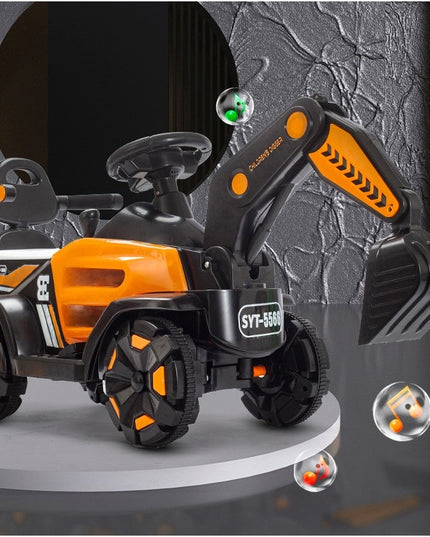 Masinuta Electrica Tip Excavator, Brat Electric cu Maneta de Control, Spatar si Bare Laterale, Sistem Muzica si Lumini, 1-8 Ani