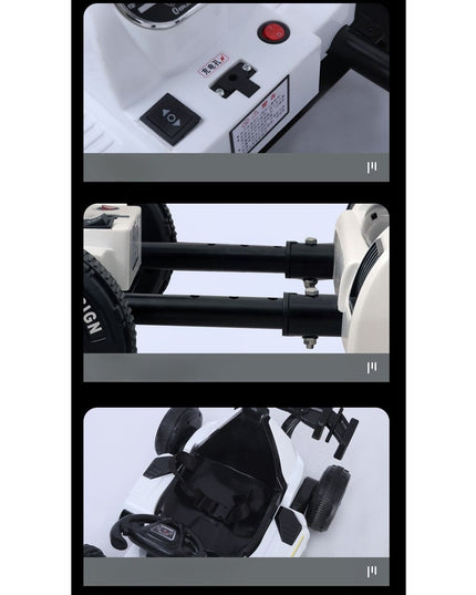 Masinuta Electrica Tip Kart, cu Telecomanda, Dimensiune Reglabila, 2 Viteze, Sistem de Lumini si Sunet, Pentru Copii intre 1.2 - 1.6 Inaltime