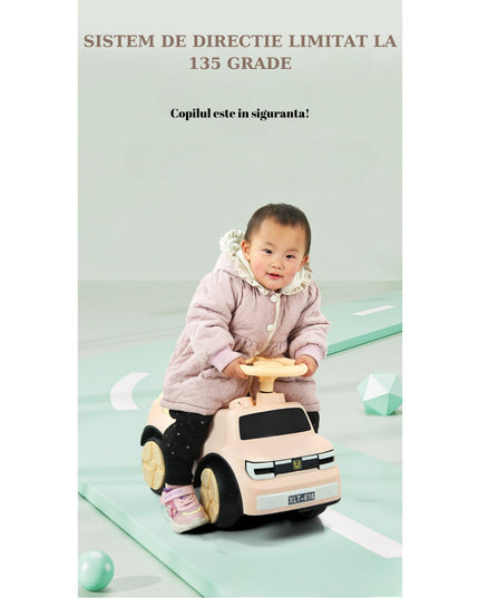 Masinuta Ride-On cu Sistem Anti-Rasturnare, Sistem de Lumini si Muzica, de Depozitare, 1-6 Ani