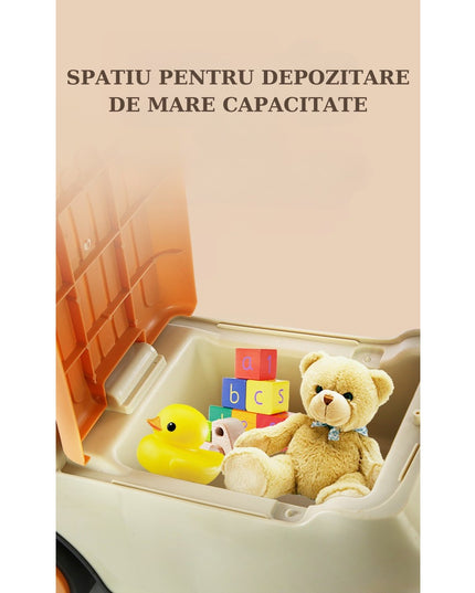 Masinuta Ride-On cu Sistem Anti-Rasturnare, Sistem de Lumini si Muzica, de Depozitare, 1-6 Ani