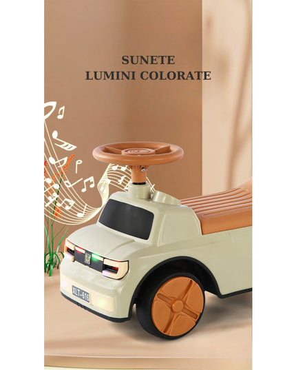 Masinuta Ride-On cu Sistem Anti-Rasturnare, Sistem de Lumini si Muzica, de Depozitare, 1-6 Ani