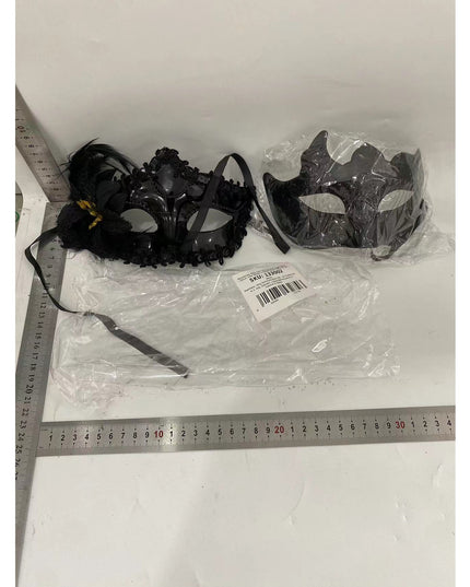 2 Masti de Cuplu, pentru Carnaval, Bal Mascat, Marime Universala, Model Floare Laterala si Margele, Model Clasic