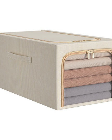 Cutie de Depozitare, 31L, din In si Bumbac, Pliabila, Cadru din Otel, 45 x 30 x 23 cm