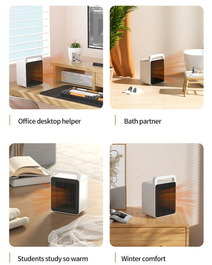 Mini Aeroterma, Mini Radiator Electric, Putere 900 W, Buton cu 2 Trepte de Temperatura, Inchidere Automata, cu Maner de Prindere