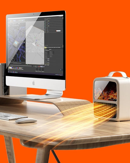 Mini Aeroterma Portabila, Display LCD, Flacara Tip Semineu, 1500W, 2 Trepte, Oprire Automata