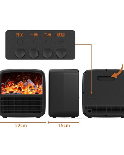 Mini Aeroterma Portabila, Display LCD, Flacara Tip Semineu, 1500W, 2 Trepte, Oprire Automata