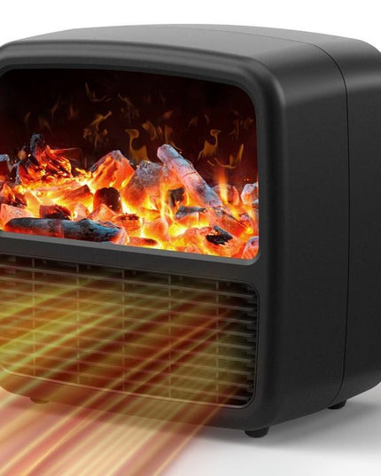 Mini Aeroterma Portabila, Display LCD, Flacara Tip Semineu, 1500W, 2 Trepte, Oprire Automata