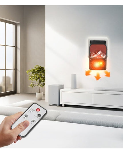 Mini Aeroterma Puternica Portabila Putere 1000W, Mini radiator electric cu Display LCD, efect de semineu si flacara, cu telecomanda