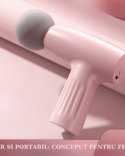 Mini Aparat de Masaj, Tip Pistol, Incarcare USB Tip C, Portabil, Pentru Relaxare Musculara, Autonomie 120 Min, 3 Trepte de Viteza