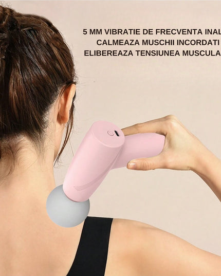 Mini Aparat de Masaj, Tip Pistol, Incarcare USB Tip C, Portabil, Pentru Relaxare Musculara, Autonomie 120 Min, 3 Trepte de Viteza