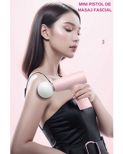 Mini Aparat de Masaj, Tip Pistol, Incarcare USB Tip C, Portabil, Pentru Relaxare Musculara, Autonomie 120 Min, 3 Trepte de Viteza