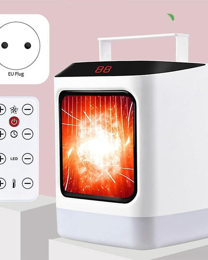 Mini incalzitor portabil cu telecomanda, afisaj digital, sincronizare inteligenta, lumina de noapte colorata