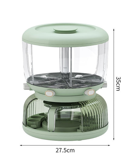 Dozator Etajat de Cereale Rotativ 360, 6 Compartimente, Capacitate 10L, Cofraj Special pentru Oua, Vas pentru Scurgerea Cerealelor