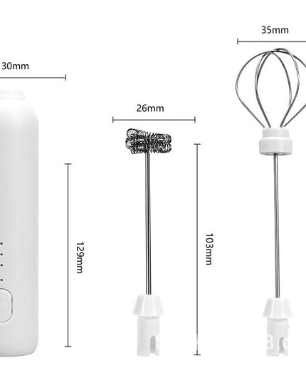 Mixer Spuma Lapte, Electric cu Incarcare USB, Bauturi Calde/Reci, Maner Izolat Termic, Otel Inoxidabil, pentru Latte, Ciocolata Calda, Cappuccino, Frappe, Usor de Folosit, 2 Accesorii