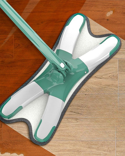 Mop Plat cu Laveta din Microfibra, Pentru Uz Casnic, Sistem de Stoarcere X, Tija Telescopica , Rotire 360°