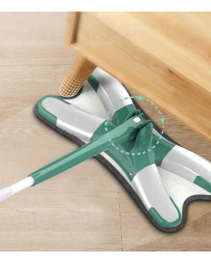 Mop Plat cu Laveta din Microfibra, Pentru Uz Casnic, Sistem de Stoarcere X, Tija Telescopica , Rotire 360°