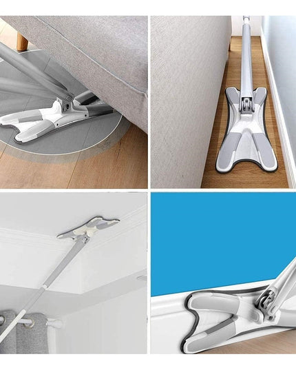 Mop Plat cu Laveta din Microfibra, Pentru Uz Casnic, Sistem de Stoarcere X, Tija Telescopica , Rotire 360°