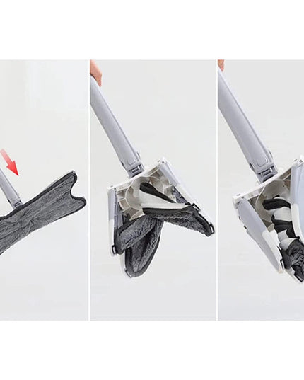 Mop Plat cu Laveta din Microfibra, Pentru Uz Casnic, Sistem de Stoarcere X, Tija Telescopica , Rotire 360°