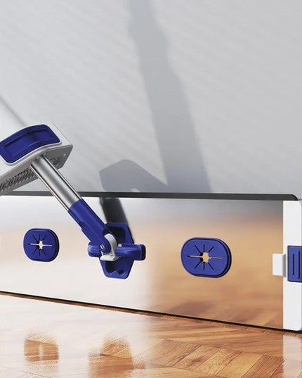 Mop Plat, cu Galeata Pliabila, 2 Rezerve din Microfibra, Tija Telescopica, Utilizare Umeda/Uscata, Recipient Lichid