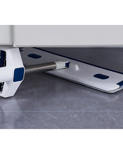 Mop Plat, cu Galeata Pliabila, 2 Rezerve din Microfibra, Tija Telescopica, Utilizare Umeda/Uscata, Recipient Lichid