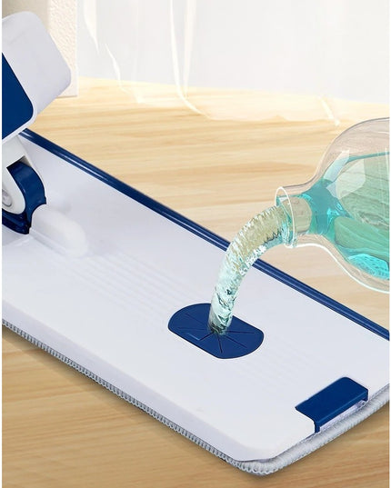 Mop Plat, cu Galeata Pliabila, 2 Rezerve din Microfibra, Tija Telescopica, Utilizare Umeda/Uscata, Recipient Lichid