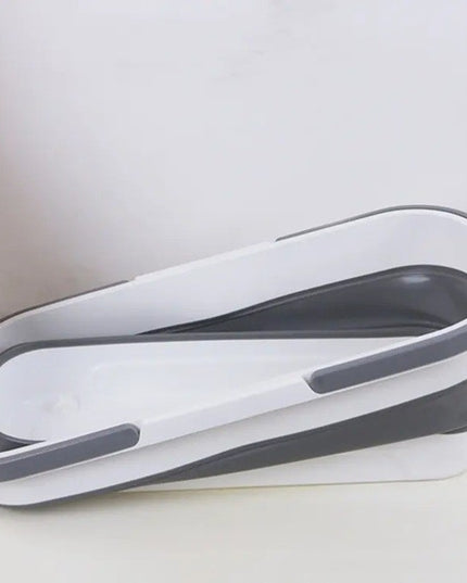 Mop Plat, cu Galeata Pliabila, 2 Rezerve din Microfibra, Tija Telescopica, Utilizare Umeda/Uscata, Recipient Lichid