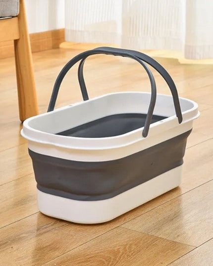 Mop Plat, cu Galeata Pliabila, 2 Rezerve din Microfibra, Tija Telescopica, Utilizare Umeda/Uscata, Recipient Lichid