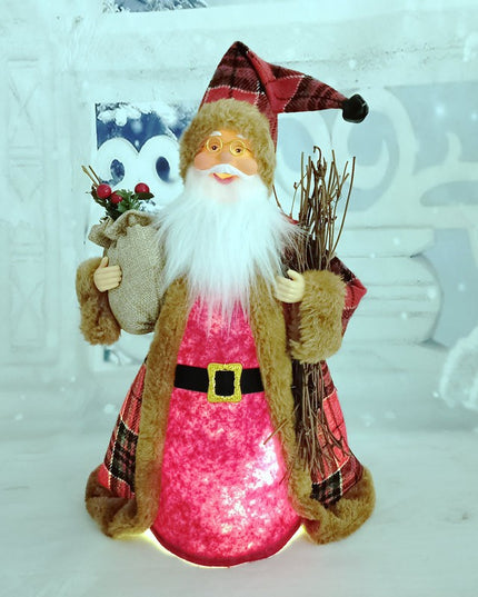 Decoratiune de Craciun, Mos Craciun Rotativ, din Plastic/Poliester,cu Lumini si Sunete