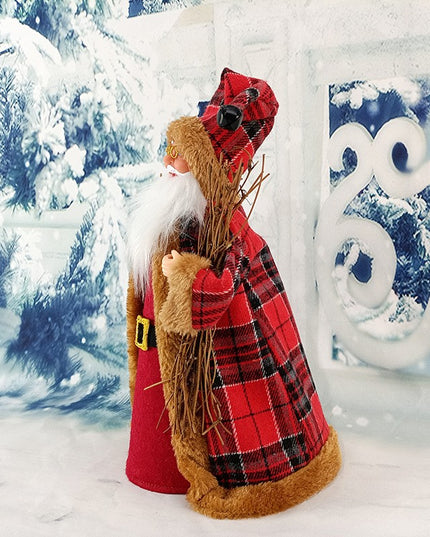 Decoratiune de Craciun, Mos Craciun Rotativ, din Plastic/Poliester,cu Lumini si Sunete