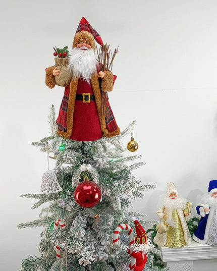 Decoratiune de Craciun, Mos Craciun Rotativ, din Plastic/Poliester,cu Lumini si Sunete