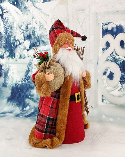 Decoratiune de Craciun, Mos Craciun Rotativ, din Plastic/Poliester,cu Lumini si Sunete