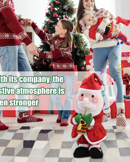 Decoratiune Mos Craciun, Animat, care Canta si Danseaza, cu Saxofon, Imbracat Festiv, Inaltime