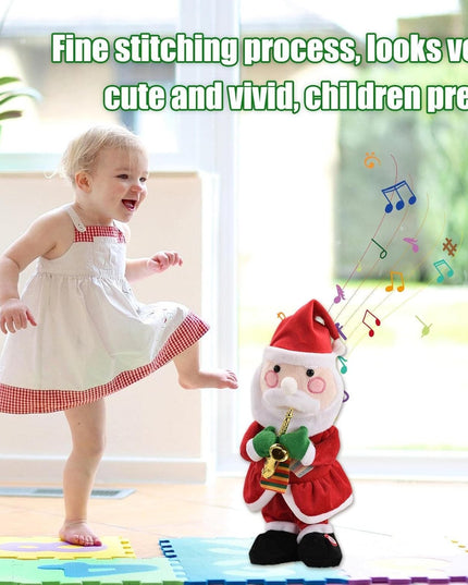 Decoratiune Mos Craciun, Animat, care Canta si Danseaza, cu Saxofon, Imbracat Festiv, Inaltime