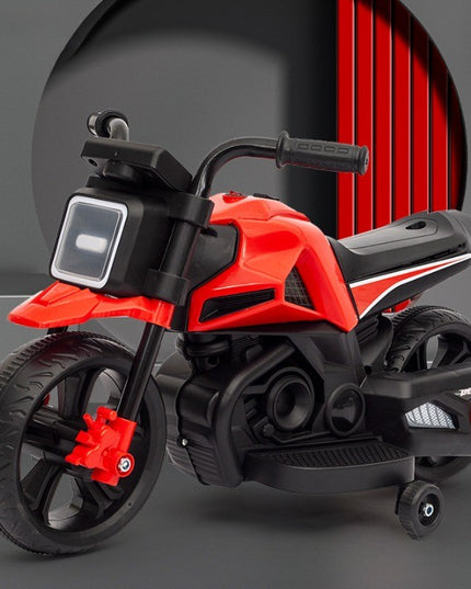 Motocicleta Electrica cu 2 Roti Mari si 2 Roti Ajutatoare, Acumulator Incarcare, Anti-Rasturnare, Lumini, Muzica, Motor:380, Baterie 6V4.5, 41.5x70x34 cm, 4.5 Kg, 3 Ani+