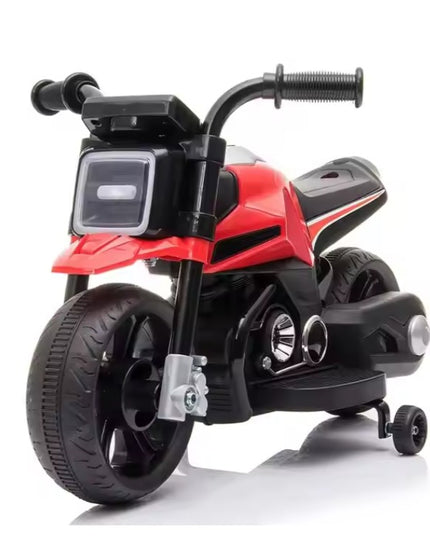 Motocicleta Electrica cu 2 Roti Mari si 2 Roti Ajutatoare, Acumulator Incarcare, Anti-Rasturnare, Lumini, Muzica, Motor:380, Baterie 6V4.5, 41.5x70x34 cm, 4.5 Kg, 3 Ani+
