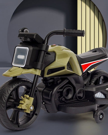 Motocicleta Electrica cu 2 Roti Mari si 2 Roti Ajutatoare, Acumulator Incarcare, Anti-Rasturnare, Lumini, Muzica, Motor:380, Baterie 6V4.5, 41.5x70x34 cm, 4.5 Kg, 3 Ani+